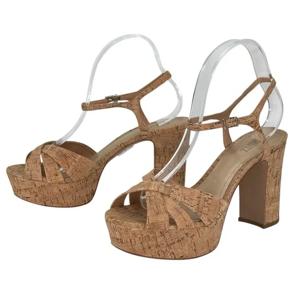 Schutz Keefa Tan Cork Womens Platform Heels Size 9.5M - Picture 11 of 16